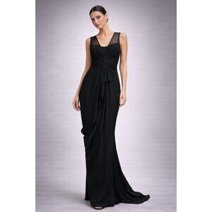 Vera Wang White Chiffon Grecian Column Gown Formal Bridesmaid Womens Black 12